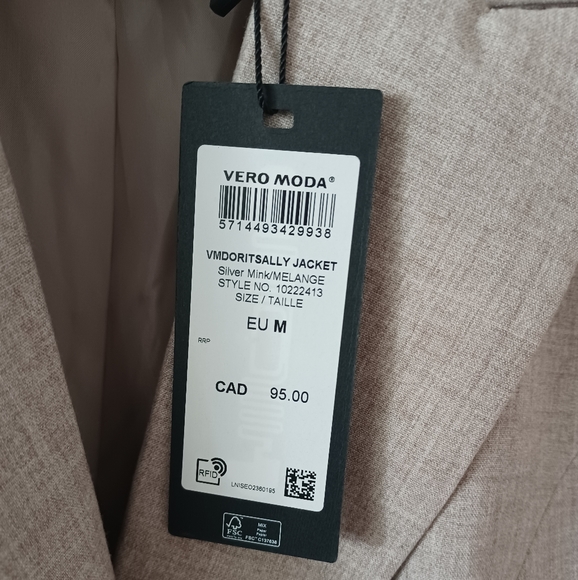 NWT Vero Moda Beige Blazer "Sally Jacket" in 'Mink/Beige Melange' - Picture 13 of 16
